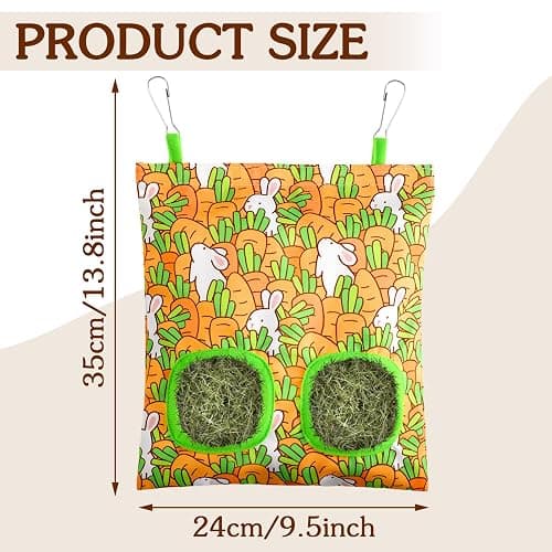 UPINS 3 Hay Bag for Rabbits 2-Hole Hanging Hay Feeder Guinea Pig Hay Bags, Hay Feeder for Rabbits Chinchillas Hamsters Small Pets and Animals(Light Color) thumbnail 2