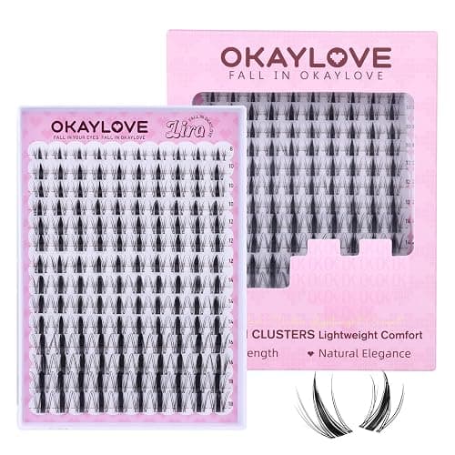 OKAYLOVE Manga Lash Clusters with Spikes, LIRA 8-18mm DIY Cluster Eyelash Extensions Kit, 140pcs CC Curl Clear Band Individual Lashes - Image 1