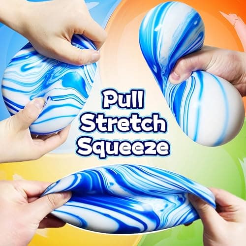 Giant Stress Balls for Kids and Adults - Jumbo Dough Balls Squishy Fidget Toy - Pull, Stretch and Squeeze Stress Ball Squishy Toys, Soft Dough Ball for Relax, Focus, Anxiety Relief (Blue) thumbnail 3