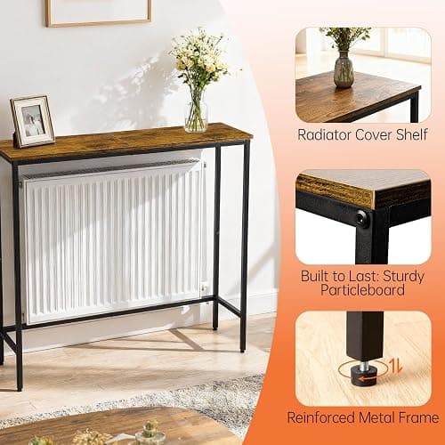 Radiator Shelf, Radiator Topper Cover Shelf, Wood Heat Deflector Shelfs in Rustic Brown and Black, Improves Warm Air Circulation, Protects Wall and Adds Storage, Easy to Install (9.5x29.5x29.5inch) thumbnail 4