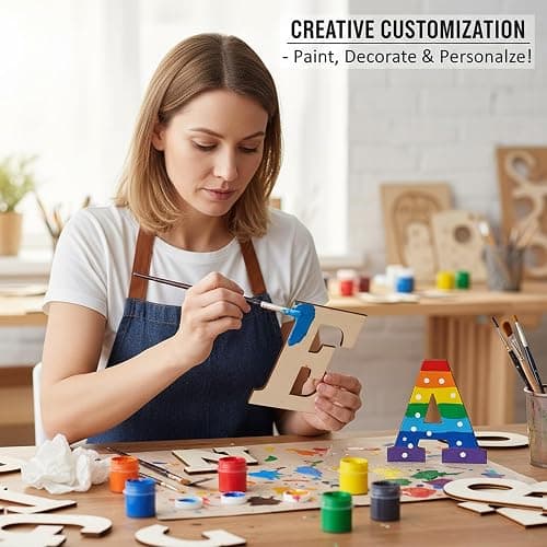 Wooden Letters for Crafts, 6 Inch Unfinished Capital Large Wooden Alphabet Letters&Numbers Wood Letters for DIY Painting Arts Home Decorations Kids Spelling Learning (26Pcs) thumbnail 2