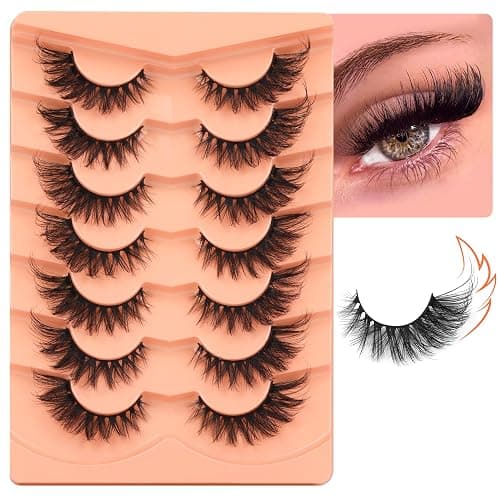 ALICROWN False Eyelashes, 7 Pairs Fluffy Cat Eye, Wispy Strip False Lashes, Mink Lashes, Long Volume, Fake Eyelashes, Cruelty Free, Black thumbnail 7