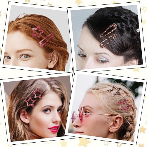 Shimmeroo 16PCS Snap Hair Clips Metal Leopard-Print Hairpin Star Water Drop | Hair Barrettes for Y2k 2000s Side Clip Decoration Accessories for Women,Pink Brown thumbnail 4