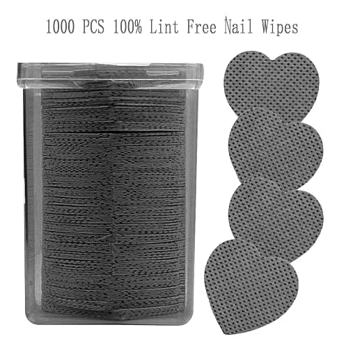 1000 PCS Lint Free Nail Wipes, Nail Polish Remover Wipes, Gel Nail Polish Remover, Lash Glue Cleaning Pads, Black thumbnail 3