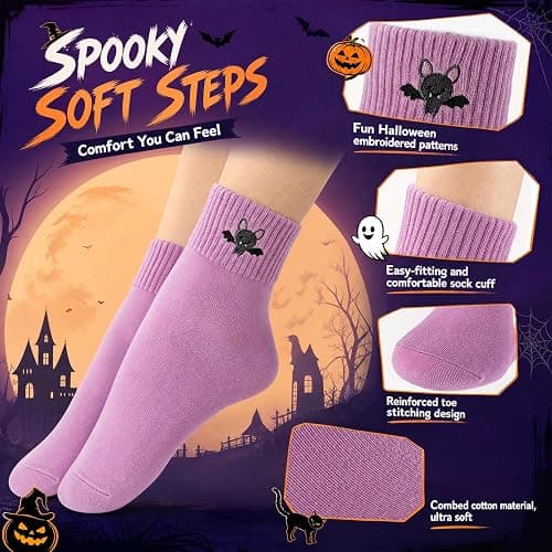 soxitoevy 10 Pairs Women Crew Socks Cute Embroidery Cotton Socks | Soft Cotton Blend, Embroidery Pattern, Elastic Ribbed Cuff, Mid-Calf Length, Ideal Gifts for Women Girls or Friends thumbnail 3