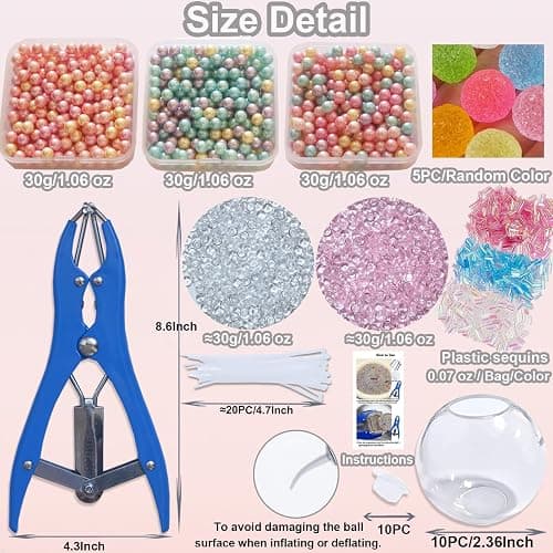 DIY Stress Ball Making Kit with Filler-10PCS Stress Ball Making Kit Stress Balls, Transparent Blank Skins with Air Pump & Expander Tool for Pressure Squishy Balls for Adult (10PC, Style B) thumbnail 4