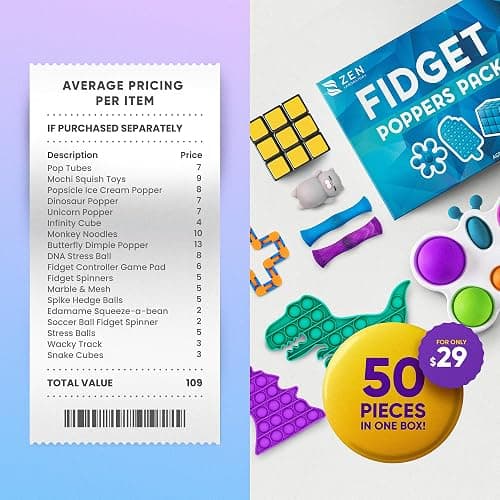 Fidget Poppers Pack – 50 Pcs Fidget Toys, Party Favors for Kids 8-12, Stocking Stuffers, Bulk Sensory Toys for Classroom Treasure Box Prizes, Goodie Bags, Birthday Gifts thumbnail 9