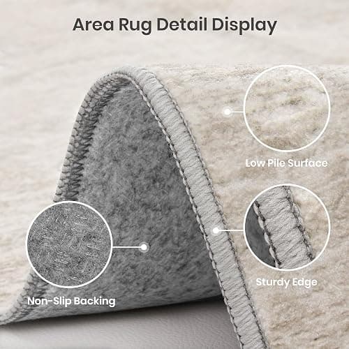 Valenrug Washable Rugs 7x9 - Stain Resistant 7x9 Area Rugs for Living Room, Non Slip Backing Printed Rugs for Bedroom, Folable Machine Washable Area Rug (7'x9', Beige) thumbnail 6