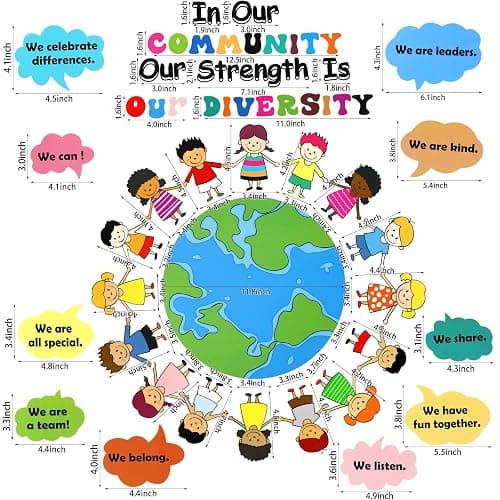 31 Pcs Bulletin Board Decoration Set Classroom Decorations Diverse Children Borders Cutouts for Party School Student Teacher (Our Strength is Our Diversity) thumbnail 3