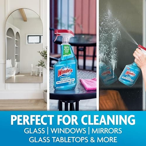 Windex Glass and Window Cleaner Spray Bottle, Packaging Designed to Prevent Leakage and Breaking, Surface Cleaning Spray, Original Blue Scent, 23 Fl Oz thumbnail 2