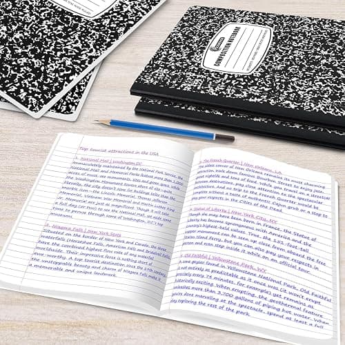 Rosmonde 12 Pack Composition Notebook Wide Ruled Bulk, 200 Pages (100 Sheets), 9-3/4 x 7-1/2", Hard Cover Wide Ruled Notebook Bulk, Black Marble Composition Notebooks, Bulk School Notebooks thumbnail 2