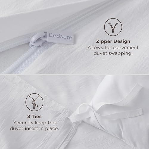 Bedsure Duvet Cover Twin/Twin XL Size - 2 Pieces Prewashed Cotton-Like Polyester Extra Soft Bedding Set, Includes 1 Duvet Cover 68"x90" with Zipper Closure & 1 Pillow Sham, White, No Comforter thumbnail 5