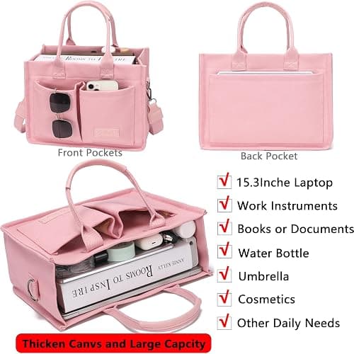 ZHMO Canvas Tote Bag for Women,Women's Bags Crossbody Bags Work Laptop Tote Bag Large Handbags Purse for Travel Nurse Teacher thumbnail 4