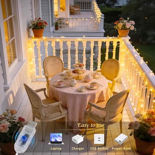 JMEXSUSS USB Fairy Lights for Bedroom, 33ft 100 LED Twinkle Lights Plug in with Remote, Indoor String Light for Dorm Girl's Room Tent DIY Birthday Gift Party Decor, Silver Wire, Warm White,Timer thumbnail 4