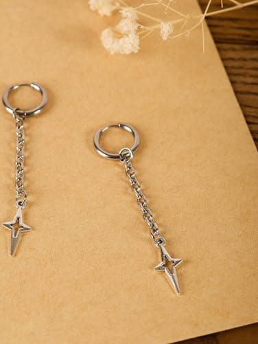 Sacina Gothic Punk Spike Star Hoop Earrings, Goth Emo Grunge Y2k Earrings, Goth Jewelry, Christmas Jewelry Gift For Women thumbnail 6