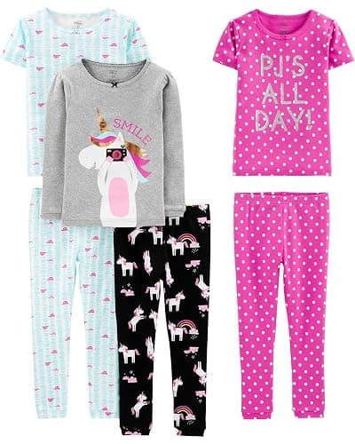 Simple Joys by Carter's girls 6-piece Snug Fit Cotton Pajama Set - Image 1