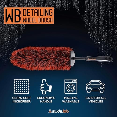 Suds Lab WB Premium Microfiber Detailing Wheel Brush for All Vehicle Types – 17.7" Ultra-Soft and Scratch-Free Reusable Rim, Wheel, and Tire Brush for Deep Cleaning thumbnail 2