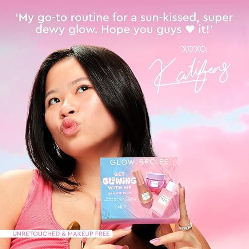 Glow Recipe Get Glowing With Me Kit by Katie Fang - PHA + BHA Face Toner & Gentle Face Exfoliant + Plum Plump Hyaluronic Acid Moisturizer Face Cream + Hue Drops Tinted Serum (3 Count) thumbnail 3