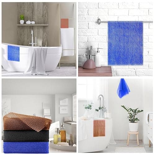 3 Pieces African Bath Sponge African Net Long Net Bath Sponge Exfoliating Shower Body Scrubber Back Scrubber Skin Smoother,Great for Daily Use (Black、Blue、Brown) thumbnail 7