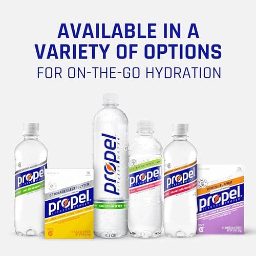 Propel Electrolyte Enhanced Water Drink Mix Powder Packets, 4 Flavor Variety Pack, Zero Calorie & Zero Sugar Hydration with Electrolytes and Vitamins C & E (50 Packets) - 4-Flavor Variety Pack - 10 Servings (Pack of 5) thumbnail 6