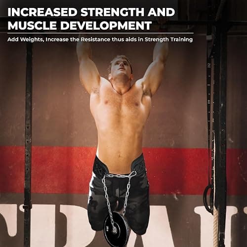 YAGHZU Dip Belt with Chain – Weighted Pull Up Belt, Dip Weight Belt, Weightlifting Belt for Pullups, Squats, and Dips, Belt Squat Attachment Ideal Weight Belt for Pullups, Weightlifting, and Gym Workouts (Black) thumbnail 6