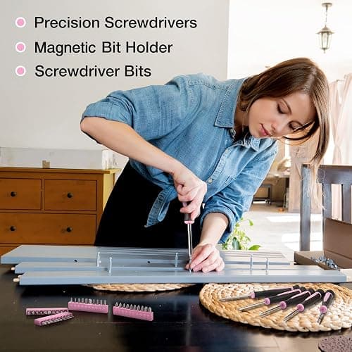 WORKPRO Pink Tool Kit, 263-Piece Home Repairing Tool Set with Wide Mouth Open Storage Bag, Household Tool Kit - Pink Ribbon thumbnail 4
