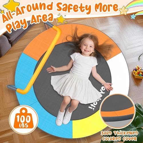 3FT Foldable Trampoline for Kids - 36” Mini Small Trampoline with Handle Bar, Indoor Outdoor Fun, Height-Adjustable, Max Load 100LBS, Perfect Toddler Baby Jumping Mat for Fitness & Recreation thumbnail 9