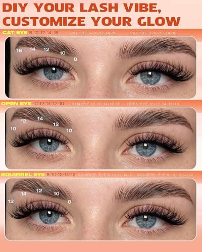 Geeneiya Fluffy Lash Clusters Kit 8-16MM, Wispy Eyelash Clusters Kit, Natural 3D Fluffy Effect Lash Extension Kit, C Curl Cluster Eyelash Extensions Kit with Waterproof Lash Bond and Seal, Tweezers thumbnail 5