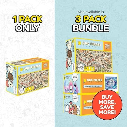 Odd Pieces Jigsaw Puzzles 1000 Pieces with Storytelling Comics, for Women, White Elephant, Mystery Puzzle for Adults & Kids - 19.7'' x 27.6'' Frameable Magic Puzzle Art (Glitch) thumbnail 10