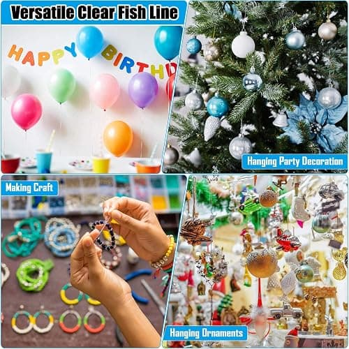 Clear Fishing Wire, Acejoz 656FT Fishing Line Clear Invisible Hanging Wire Strong Nylon String Supports 40 Pounds for Balloon Garland Hanging Decorations thumbnail 6