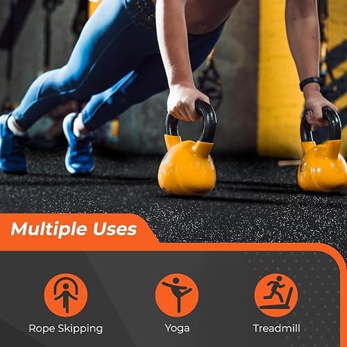 SUPERJARE 0.4'' Thick 24 Pcs 96 Sq Ft Rubber Top Exercise Equipment Mats, High Density EVA Foam Mats with Rubber Top, Interlocking Gym Flooring for Home Gym, Protective Workout Mat, Black/Grey thumbnail 7