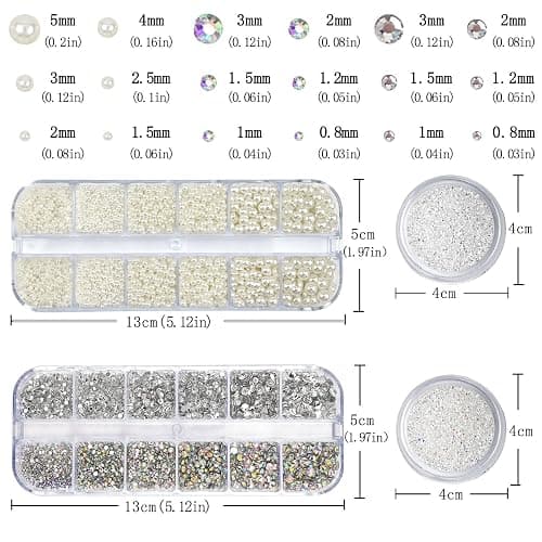 4 Boxes Flatback Rhinestones and Pearls Nail Charms for Acrylics - Crystals, Half Rounds, and Accessories for DIY Nail Art Decor thumbnail 6