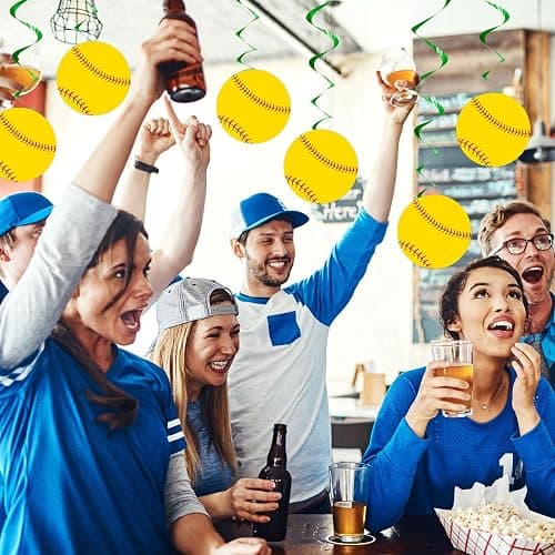 Tenceur 80 Pcs Softball Cutouts 5.91 Inch, Sports Party Decorations DIY Paper Ball Cut Outs with Glue Points, Bulletin Board Poster Sport Theme Party Birthday Baby Shower Game Day Wall Decor Supplies thumbnail 2