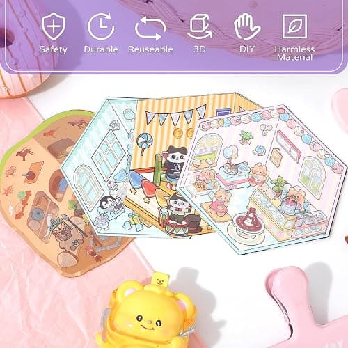 Girls 3D Sticker Scene, 20 Sets DIY Scene Stickers, DIY Sticker Scene, Cute 3D House Stickers for Adult Kids Relief Stress Pass The Time thumbnail 3