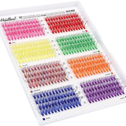 Happy Heartbeat 3D Colored Lash Clusters D Curl 416 Pcs 8 Colors 10mm 12mm 14mm 16mm Mixed Faux Mink Lashes DIY Individual Lashes 40D Colorful Fluffy lashes Extension(8 Colors-D Curl, 40D-10-16) thumbnail 6