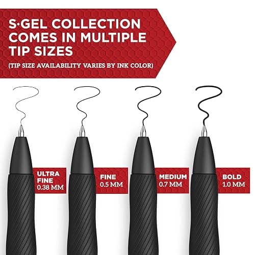 Sharpie S-Gel Gel Pens, Black Barrel, Medium Point (0.7mm), Black Gel Ink Pens, 12 Count - Home, Office, School, Journaling, Writing, Note-Taking, Teacher Supplies thumbnail 3