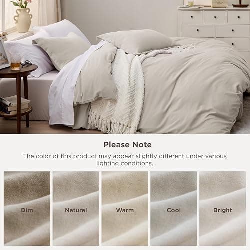 Bedsure Oversized King Duvet Cover - 3 Pieces Prewashed Cotton-Like Polyester Extra Soft Bedding Set, Includes 1 Duvet Cover 120x98 Inches with Zipper Closure & 2 Pillow Shams, Linen, No Comforter thumbnail 7