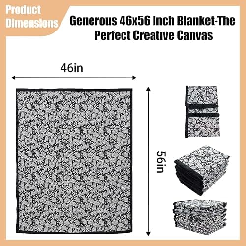 DIY Coloring Blanket, Washable Color Your Own Fleece Throw Blanket for Kids and Adults Soft Cozy Art Project, 46x56 Inch, Creative Home Bedroom Decor and Family Activity Gift (F) thumbnail 2