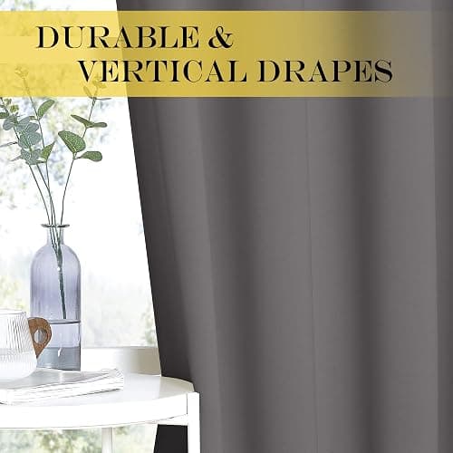 NICETOWN Grey Blackout Patio Sliding Door Curtains 84 inch Length, Grommet Room Divider Thermal Insulated Curtain Drapes for French Door/Living Room (Gray, W100 x L84, 1 Panel) thumbnail 6