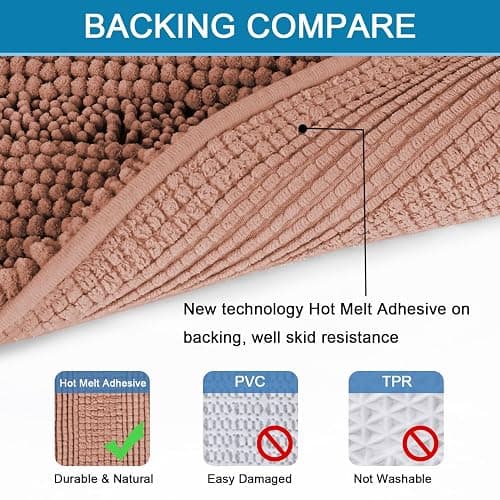 H.VERSAILTEX Bathroom Rug Set, 2 Piece Non Slip Thick Soft Chenille Striped Bath Mats, Muted Clay, 20" x 32"/17" x 24" thumbnail 4