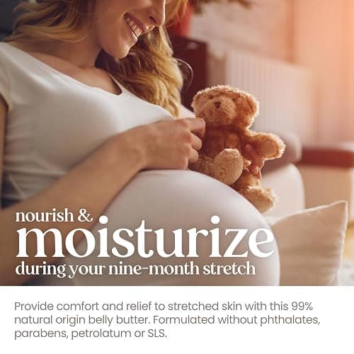 Burt's Bees Mama Belly Butter Stretch Mark Cream for Pregnancy Massages Body & Reduces Scar Appearance, Prenatal & Postnatal Tummy Skin Care, Shea Butter & Vitamin E Rich Formula, 6.5 Oz Tub thumbnail 4