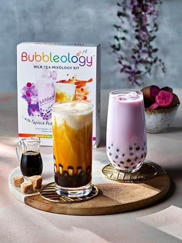 Bubbleology Milk Tea Mixology Kit with Tapioca Pearls (Pack of 1) Makes 4 Delicious Bubble Teas | 2 Brown Sugar Milk & 2 Taro Milk with Instant Tapioca Pearls thumbnail 3