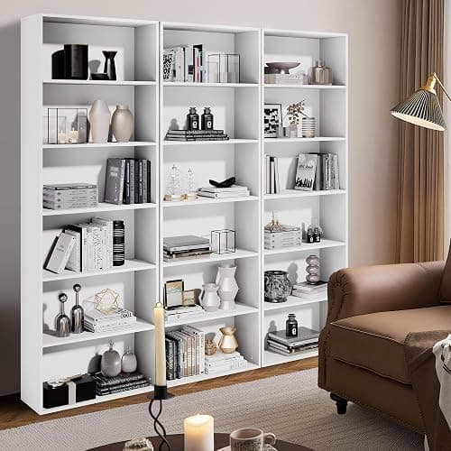 GRUSIGN 71" Tall 6-Tier Bookshelf, Large Open Display Bookcase with Ample Storage, Floor Standing Book Shelf for Living Room, Home Office, Bed Room, White thumbnail 2