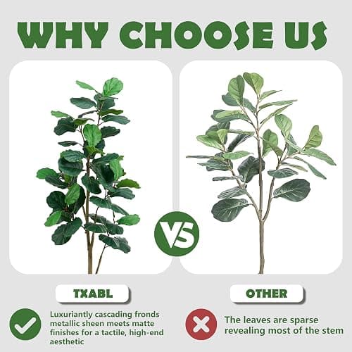 TXABL Artificial Fiddle Leaf Fig Tree,Tall Faux Ficus Lyrata Fake Tree in Pot, Artificial Tree Indoor Decor, Fiddle Leaf Fig Tree Fake Plant for Home Office Living Room Decoration Modern (White, 7FT) thumbnail 2