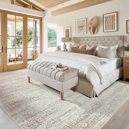 Srugn Washable Rugs 9x12 Area Rugs for Living Room,Rugs for Bedroom, Large Carpets,Ultra Soft Faux Wool Retro Dining Room Rug,Non Slip&Non-Shedding Low Pile Vintage Print Rug Indoor for Home Office thumbnail 7