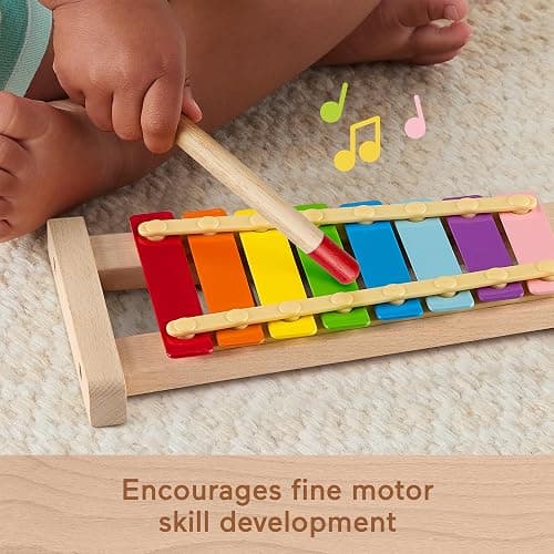 Fisher-Price Wood Toddler Toy Xylophone, Wooden Musical Instrument for Developmental Play Preschool Kids Ages 2+ Years thumbnail 5