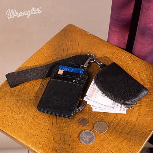 Montana WestxWrangler KeyChain Wristlet Wallets for Women Western Dual Pouch Wristlet Embroidered Boot Scroll Card Holder Wallet With Zipper thumbnail 6