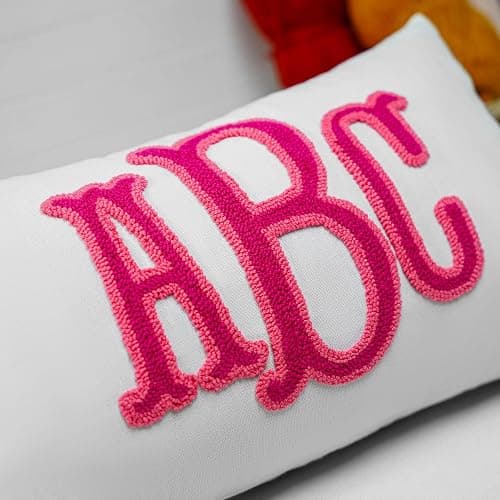 Monogram Custom Punch Needle Pillow, Embroidery Gift for Couple, Initial Wedding Monogram, New Home Housewarming Gift, Home Decorations Gift thumbnail 4