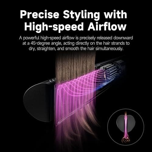 Hair Straightener | Clamp-Free Flat Iron | Zero Touch Tangle-Free Knot-Free No Heat Damage Air Hair straighteners for Women Salon | 2-in-1 Hair Dryer & Straight Styling Blow Dryer (Starlight Purple) thumbnail 7