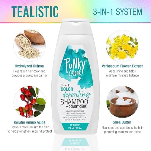 Punky Colour 3-in-1 Color Depositing Hair Cleanser & Conditioner, 8.5 fl oz. (Tealistic) thumbnail 3